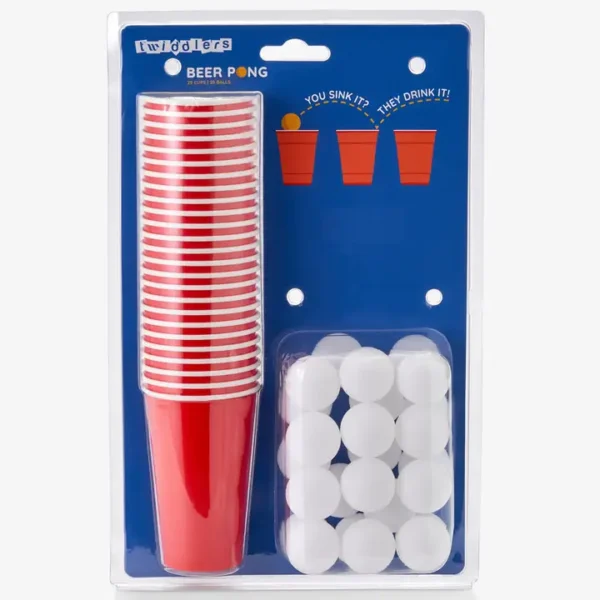 50-teiliges Pong-Set / 25 rote Plastikbecher & 25 Bälle