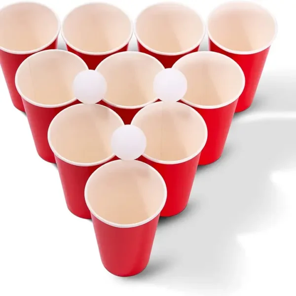 50-teiliges Pong-Set / 25 rote Plastikbecher & 25 Bälle – Bild 3